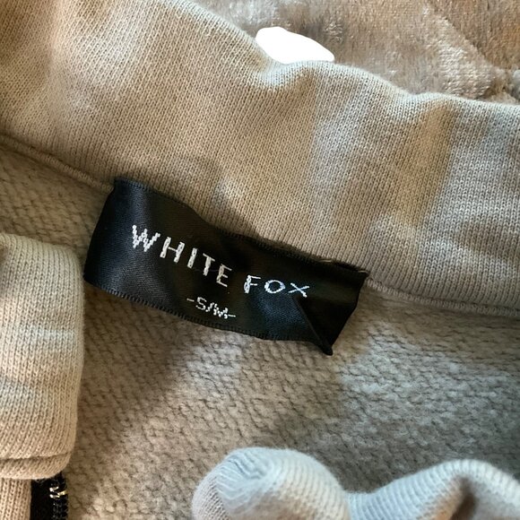 White Fox Los Angeles Half-Zip Pullover Sweatshirt S Cotton-Polyester tan taupe - Picture 3 of 9
